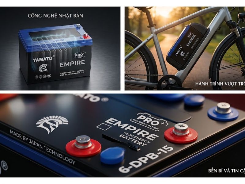 Ắc Quy Xe Đạp Điện Yamato Empire 6-DPB-15