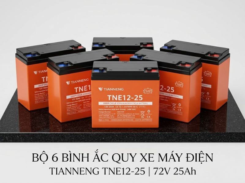 Bộ 6 bình Ắc Quy Xe Máy Điện 72V 25ah