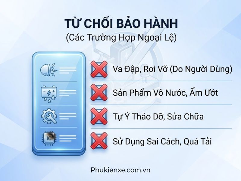 Chính Sách Bảo Hành & Đổi Trả Phụ Tùng, Đồ Chơi Xe Điện – Phukienxe.com.vn
