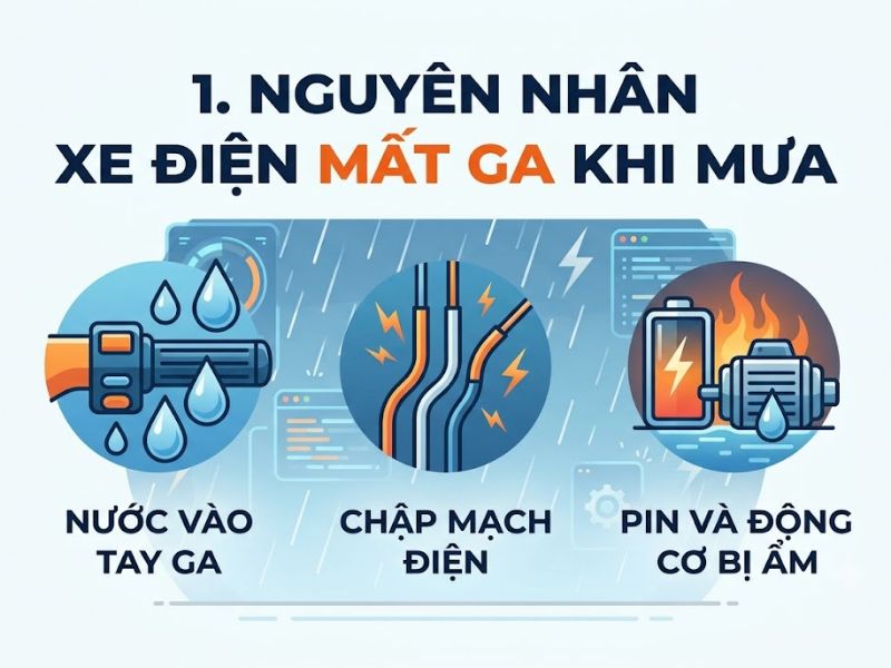 Cách Xử Lý Xe Điện Không Ga Được Khi Trời Mưa 
