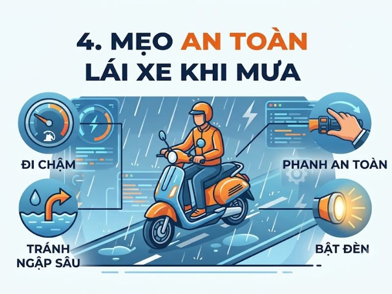 Cách Xử Lý Xe Điện Không Ga Được Khi Trời Mưa 

