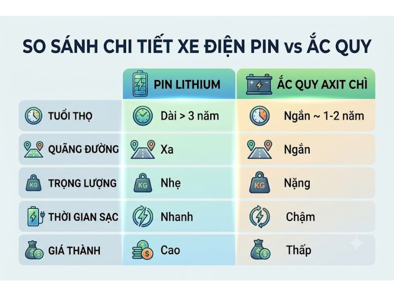 Nên Mua Xe Điện Pin Hay Ắc Quy Phù Hợp Nhu Cầu Sử Dụng